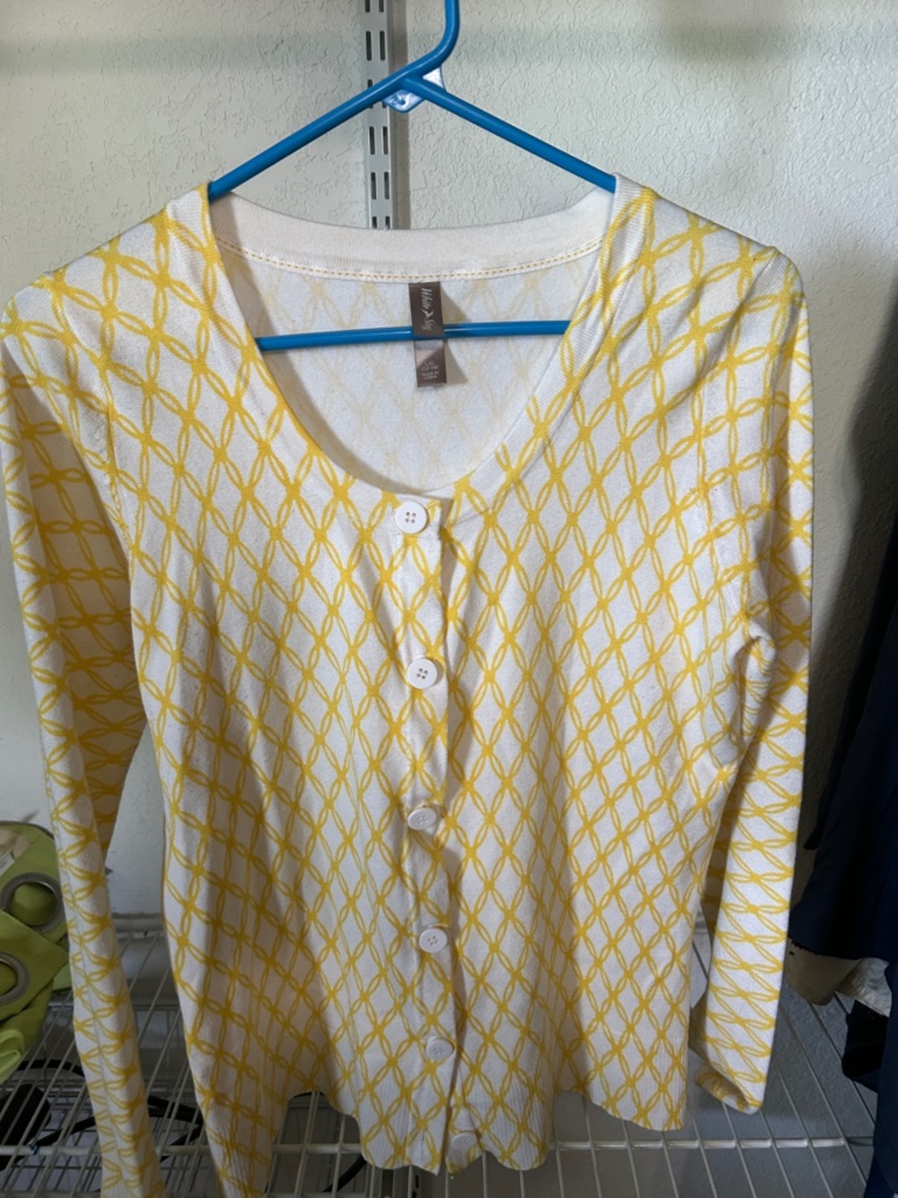White Stag Yellow and White Knit Button Cardigan